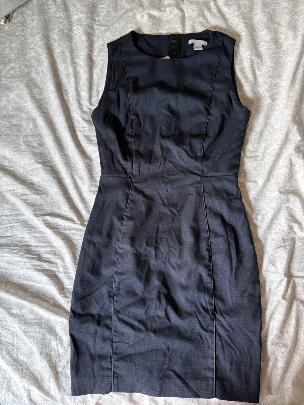 H&M Dark Navy Sleeveless Midi Sheath Dress